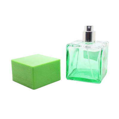 Silver Spray Custom Glass Perfume Bottles , 100ml Glass Perfume Bottle Green Cap
