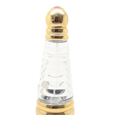 Lightweight Refillable Glass Perfume Bottle , Golden And Clear Glass Perfume Bottles