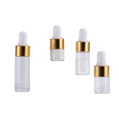 Transparent Rose Gold Glass Dropper Bottle 1ml 2ml 3ml 5ml Essential Oil Sample Trial