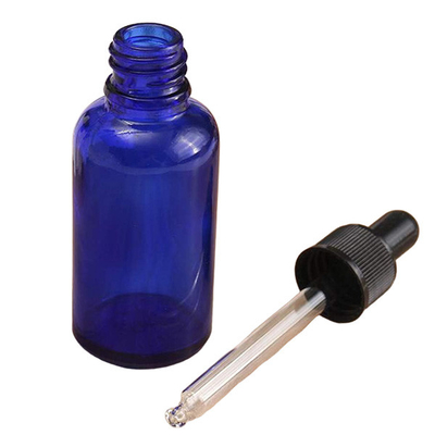 Blue Amber Empty Glass Bottle With Dropper 10ml 20ml Boston Refillable With Screw Cap