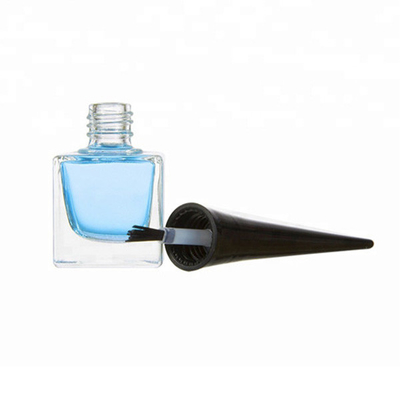 14ml Transparent Empty Glass Nail Polish Bottles With PP Black Pointed Caps