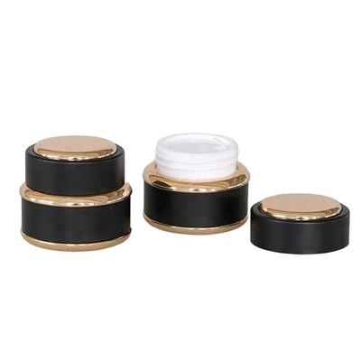 Black Color Empty Glass Skin Cream Containers Portable With Matching Lid