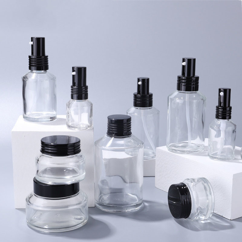 100ml Push Transparent Lotion Bottle Cream Refillable Glass Perfume Bottle