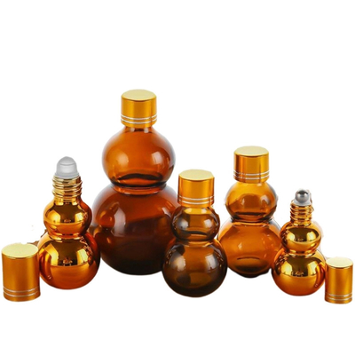 Botol Roll On Minyak Parfum Kaca Amber 10ml/50ml/100ml Premium yang Dapat Disesuaikan dengan Sentuhan Akhir Cermin Emas Ganda Tutup Emas & Dasar yang Dipertebal
