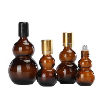 Grosir 10-100ml Amber Double Pumpkin Bentuk Botol Roller Minyak Esensial Ramah Lingkungan